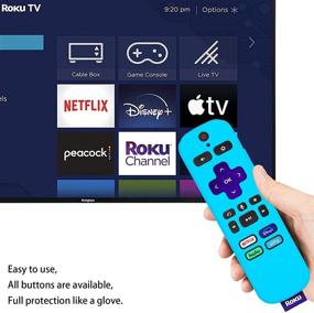img 3 attached to 📱 [2 Pack] Pinowu Silicone Remote Cover for Roku Voice Remote Control - Anti-Slip Protection for Roku Express 4K+ 2021, Streaming Stick+ Remote (Turquoise + Green)