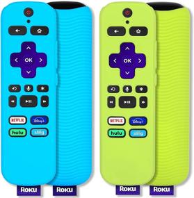 img 4 attached to 📱 [2 Pack] Pinowu Silicone Remote Cover for Roku Voice Remote Control - Anti-Slip Protection for Roku Express 4K+ 2021, Streaming Stick+ Remote (Turquoise + Green)