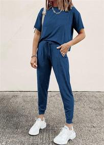 img 3 attached to 👗 Stylish and Comfortable: PRETTYGARDEN Women's Two Piece Outfit with Short Sleeve Pullover and Drawstring Long Pants - Tracksuit Jogger Set