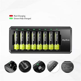img 2 attached to 🔋 Advanced RayHom AA AAA Battery Charger - Smart 8 Bay Recharger with Pilot Lamp for Ni-MH Ni-CD AA & AAA Rechargeable Batteries