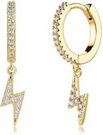 💫 hypoallergenic cz 925 gold hoop earrings for women, valle 14k gold plated dangle cross moon star lightning bolt earrings - delicate minimal jewelry for women, girls, and men huggie earrings logo