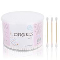 🌾 high-quality 500pcs cotton swabs with natural hard wooden stick - double round head cotton buds for daily use logo