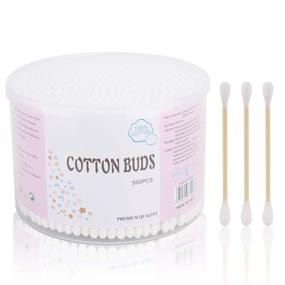 img 4 attached to 🌾 High-Quality 500pcs Cotton Swabs with Natural Hard Wooden Stick - Double Round Head Cotton Buds for Daily Use