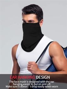 img 3 attached to 🧣 Set of 4 Neck Gaiter Face Covers with Ear Hangers - Non-Slip & Breathable UV Protection Scarves, Multi-functional Balaclava Headwear