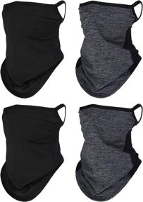 img 4 attached to 🧣 Set of 4 Neck Gaiter Face Covers with Ear Hangers - Non-Slip & Breathable UV Protection Scarves, Multi-functional Balaclava Headwear