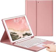 🎹 ipad air 4 2020 keyboard case - detachable touchpad keyboard with pencil holder - slim leather folio smart cover for 10.9 inch ipad air 4 (pink) logo