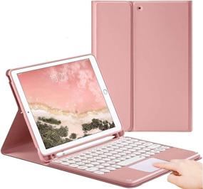 img 4 attached to 🎹 iPad Air 4 2020 Keyboard Case - Detachable Touchpad Keyboard with Pencil Holder - Slim Leather Folio Smart Cover for 10.9 inch iPad Air 4 (Pink)