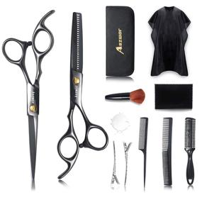 img 4 attached to 💇 Hairdressing Shears Set by Aszwor - 12 PCS Professional Haircut Scissors Kit with Thinning Shears, Multi-Use Haircut Kit for Home Salon Barber - Enhance Your Hair Cutting Experience