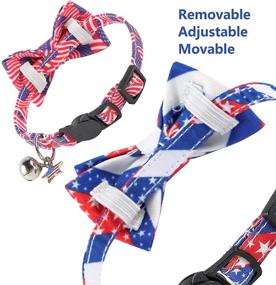 img 3 attached to 2-Pack TCBOYING 4th of July Cat Collars with Bow Tie Bell - Breakaway USA Flag Star Collars for Kitty or Small Dog - Adjustable Safety Pet Collar