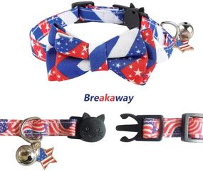 img 1 attached to 2-Pack TCBOYING 4th of July Cat Collars with Bow Tie Bell - Breakaway USA Flag Star Collars for Kitty or Small Dog - Adjustable Safety Pet Collar