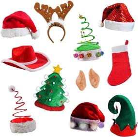 img 4 attached to 🎄 Fun and Festive Tigerdoe Christmas Hats - Capture Memorable Moments with 5 Pack Holiday Photo Booth Props - Santa Hat, Elf Hat, and more - Must-have Xmas Party Supplies!