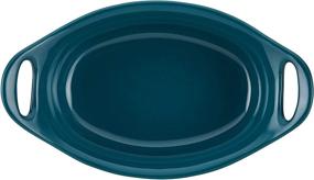 img 2 attached to 🍽️ Rachael Ray Teal Oval Au Gratin Bakeware Set - Solid Glaze Ceramics, 2 Piece Baker Set