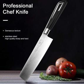 img 3 attached to Набор ножей Sawkit Chef Knife из 2 предметов: современный нож парной высоты 5-7 дюймов для профессиональной кухни, выполненный из нержавеющей стали, с острыми лезвиями, идеальный для легкого нарезания, нарезки и резки овощей или мяса для удовлетворения потребностей семьи.