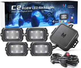 img 4 attached to 🌈 MICTUNING C2 RGBW LED каменные огни - 4 Подсветка мультицветным неоновым светом с проводами, переключателем, блютуз-контроллером, музыкальным режимом - Изогнутый дизайн