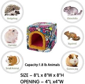 img 3 attached to 🐹 Cozy Washable Cartoon Bed Hideout House for Hamsters, Hedgehogs, Guinea Pigs and More - Small Animal Cage Hammock for Small Pets