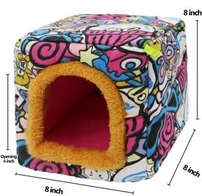 img 2 attached to 🐹 Cozy Washable Cartoon Bed Hideout House for Hamsters, Hedgehogs, Guinea Pigs and More - Small Animal Cage Hammock for Small Pets