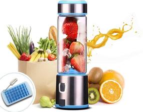 img 4 attached to 🔋 Rechargeable USB Smoothie Blender - Personal Mixer with 5100mAh Battery, 14OZ Capacity, Six 3D Blades for Perfect Mixing - Ideal for Smoothies, Fruit Juice, Milkshakes (Blue)