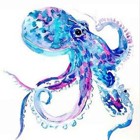 img 4 attached to Painting Paint Number Watercolor Octopus