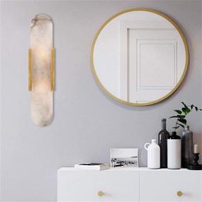 img 1 attached to 🔮 Contemporary Marble Frosted Glass Wall Sconce Lamp with Gold Border - NIUYAO Wall Light for Indoor Decoration and Lighting