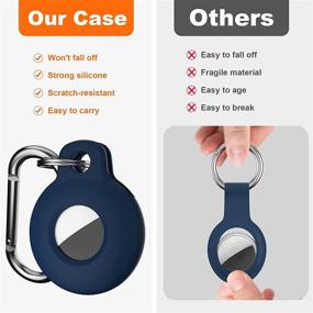 img 1 attached to 🔵 Koaichi AirTag Case - Scratch-Resistant, Easy-to-Carry Silicone Protective Cover with Carabiner (Dark Blue)