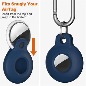 img 3 attached to 🔵 Koaichi AirTag Case - Scratch-Resistant, Easy-to-Carry Silicone Protective Cover with Carabiner (Dark Blue)