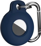 🔵 чехол koaichi airtag - устойчивый к царапинам, удобный в ношении силиконовый защитный чехол с карабином (темно-синий) логотип