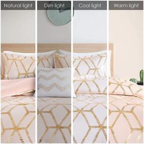 img 1 attached to 🛏️ Comfort Spaces - CS10-0977 Vivian Comforter Set: Soft All-Season Lightweight Microfiber, Geometric Metallic Print, Hypoallergenic Bedding for Full/Queen Size, Blush/Gold