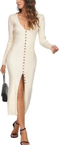 img 4 attached to Cmz2005 Womens Button Sleeve Bodycon Women's Clothing