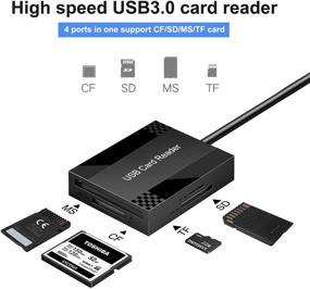 img 3 attached to High-Speed 4-in-1 USB Card Reader for Windows Mac Linux | Simultaneously Read 4 Cards: CF, MS, SD, TF/ Micro SD, CFI, SDXC, SDHC, Micro SDXC, Micro SDHC, MMC