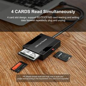 img 2 attached to High-Speed 4-in-1 USB Card Reader for Windows Mac Linux | Simultaneously Read 4 Cards: CF, MS, SD, TF/ Micro SD, CFI, SDXC, SDHC, Micro SDXC, Micro SDHC, MMC