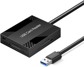 img 4 attached to High-Speed 4-in-1 USB Card Reader for Windows Mac Linux | Simultaneously Read 4 Cards: CF, MS, SD, TF/ Micro SD, CFI, SDXC, SDHC, Micro SDXC, Micro SDHC, MMC