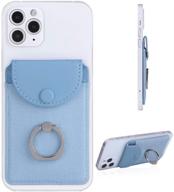 📱 frifun rfid blocking phone wallet with ring stand | ultra-thin stick on card holder | blue | compatible with most smartphones logo