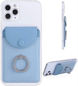 img 4 attached to 📱 FRIFUN RFID Blocking Phone Wallet with Ring Stand | Ultra-Thin Stick On Card Holder | Blue | Compatible with Most Smartphones