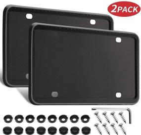 img 4 attached to Universal American Black Silicone License Plate Frames with Drainage Holes 🚗 - Set of 2 | Rust-Proof, Rattle-Proof & Weather-Proof License Plate Holder