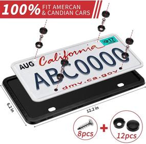img 2 attached to Universal American Black Silicone License Plate Frames with Drainage Holes 🚗 - Set of 2 | Rust-Proof, Rattle-Proof & Weather-Proof License Plate Holder