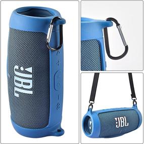 img 2 attached to 🔵 Синий кожух из силикона для JBL Charge 5 водонепроницаемого портативного Bluetooth-динамика - Путешествия с запасной защитной оболочкой из геля с водонепроницаемым резиновым кошельком, плечевым ремнем и карабином.