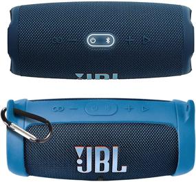 img 3 attached to 🔵 Синий кожух из силикона для JBL Charge 5 водонепроницаемого портативного Bluetooth-динамика - Путешествия с запасной защитной оболочкой из геля с водонепроницаемым резиновым кошельком, плечевым ремнем и карабином.