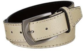 img 2 attached to Cable Stitch Genuine Leather White Men's Accessories in Belts