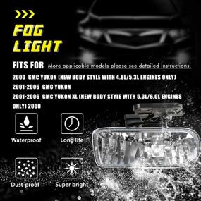 img 2 attached to 🔦 Высококачественные противотуманные фары для GMC Yukon 2000-2006 и GMC Sierra 1999-2002 - OE # 10385054, 10385055, GM2592110, GM2593110 - Прозрачные линзы - 880 12V 27W галогенные лампы - Пассажирская и водительская сторона