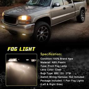 img 1 attached to 🔦 Высококачественные противотуманные фары для GMC Yukon 2000-2006 и GMC Sierra 1999-2002 - OE # 10385054, 10385055, GM2592110, GM2593110 - Прозрачные линзы - 880 12V 27W галогенные лампы - Пассажирская и водительская сторона