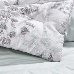 img 2 attached to 🌿 Amazon Basics All-Season Reversible Comforter Set - King Size, Aqua Botanical Vine Pattern - 100% Cotton Fabric with Microfiber Fill