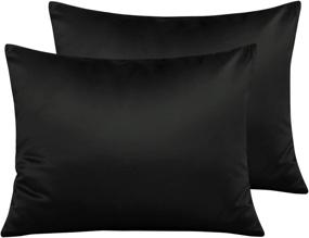 img 4 attached to 🌙 NTBAY Satin Zippered Pillowcases for Hair and Skin, Standard Luxury Set of 2 with Hidden Zipper, 20 x 26 Inches, Black