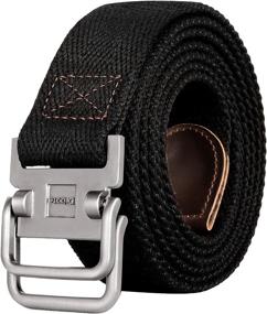 img 4 attached to 👖 Durable and Adjustable: Drizzte Plus Size 39-75'' Long Double D Ring Men's Canvas Cloth Web Belt