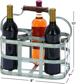 img 1 attached to Gray Farmhouse Metal Wine Holder with Wooden Handle - Benjara 6 Bottle