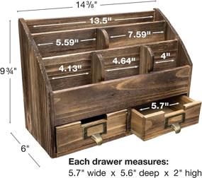 img 3 attached to 🗂️ Экселло Глобал Продуктс Рустик Вуд Офис Деск Органайзер: Организуйте Рабочий Стол, Аксессуары для Стола, Почту, Ручки и многое другое!