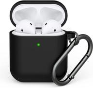 чехол lelong из мягкого силикона для airpods с карабином - премиум защитный чехол для зарядного футляра apple airpods 2/1 - для мужчин/женщин [видим индикатор заряда] логотип