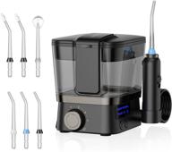 top-rated cordless water flossers: 600 ml dental oral irrigator with 3 modes, 10 🚰 adjustable water pressure, 6 multifunction jet tips, led display, ipx7 waterproof - household portable tooth cleaner logo