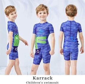img 3 attached to 👶 Karrack Kids UPF 50+ Sun Protection Rash Guard Swimsuit with Shorts - Perfect for Water Sports and Bathing Suites
