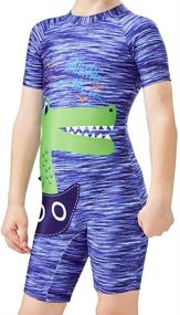 img 4 attached to 👶 Karrack Kids UPF 50+ Sun Protection Rash Guard Swimsuit with Shorts - Perfect for Water Sports and Bathing Suites