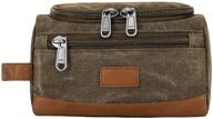 🏻 toiletry travel bag for men: vintage canvas shaving dopp kit in coffee logo